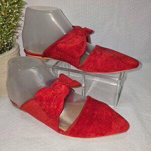 MAISY BOW MULE SHOE BY BEAST FASHION RED SUEDE GREAT CONDTION